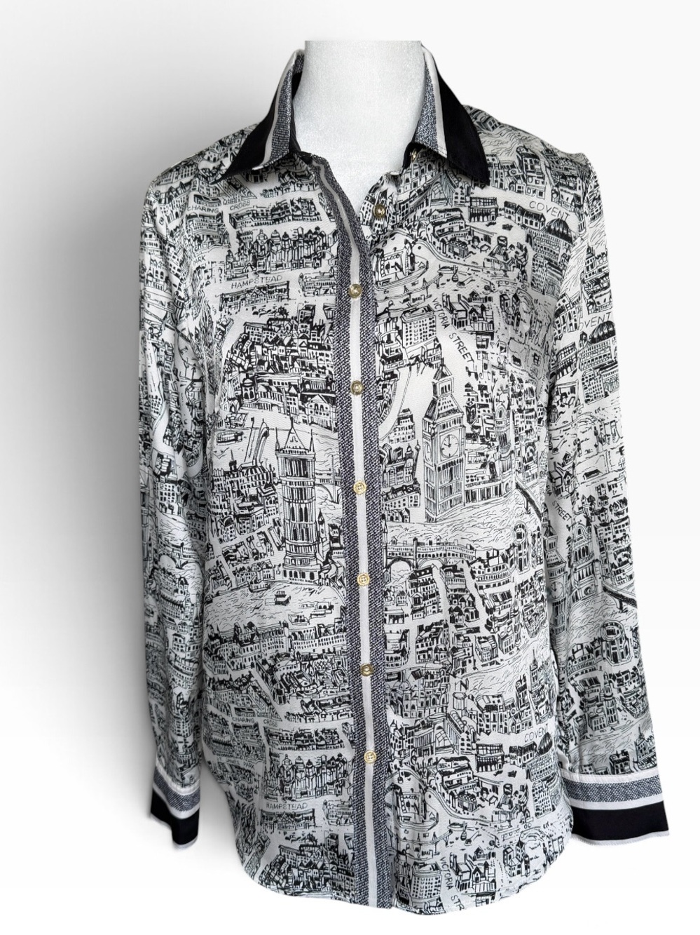 Talbots London Toile Print Button-Down Shirt Size XS